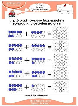 Çocuklar İçin toplam işlemi yaprak testleri 